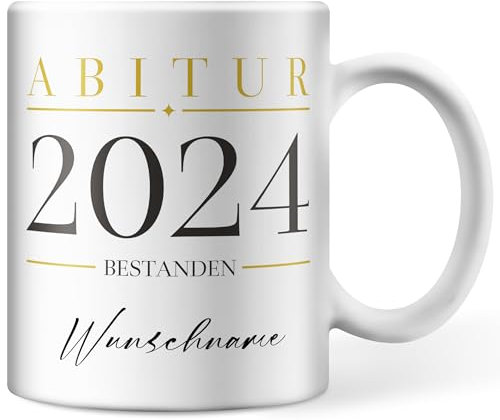 Personalisierbare Tasse Abitur 2024 bestanden Wunschname, Tasse personalisiert mit Namen, Abi 2024 persönliche Geschenke Kaffee-Tasse, Abschluss