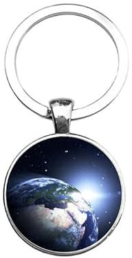 Schlüsselanhänger Glas - Erde, silberfarben