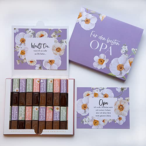 Schokoladenseite Aufkleber-Set & Banderole für Merci Schokolade mit vorgedruckten Aufklebern für Muttertag und Vatertag (Opa)
