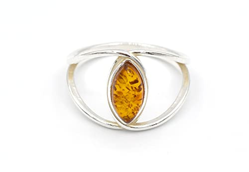 MyBer® Ring Bernstein Bernsteinring Schmuck Damen honigfarben silber 925 PMBER84_R1301CH