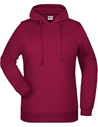 James & Nicholson Damen Basic Kapuzensweat - Leicht taillierter Kapuzenpulli mit angerauter Innenseite | Farbe: wine | Grösse: 3XL