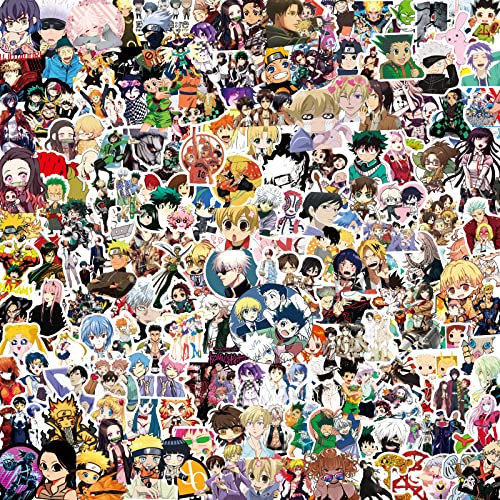 Coole Anime Aufkleber, 200 Stück Gemischte japanische Cartoon Abziehbilder von Anime, Vinyl Wasserflaschen Graffiti Kawaii Aufkleber für Laptop, Gepäck, Skateboard, Auto, Teens