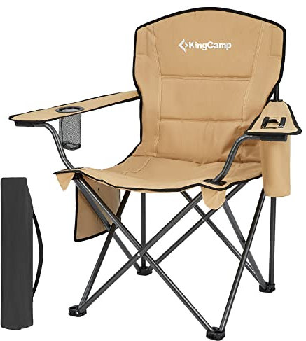 KingCamp Campingstuhl Oakdale Faltstuhl XL Strand Klappstuhl Kühltasche 136 kg beige