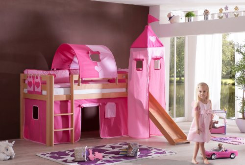 Relita Hochbett mit Rutsche inkl. Textilset, versch. Farben