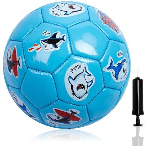 U&C Planet Kinder Fußball Kleinkinder Fußball, Größe 2 Fußbälle, Spielball für Kinder und Babys 1-6 Jahre alt blau Hai