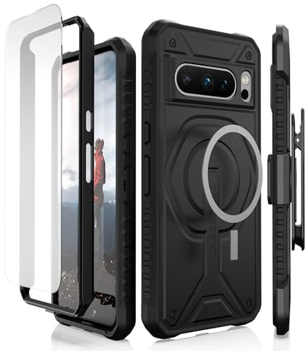 CaseBorne Compatible con la Funda Google Pixel 8 Pro - Construcción de 5 Capas, Compatible con MagSafe, Delgado Pero Resistente con Protector de Pantalla de Vidrio Templado