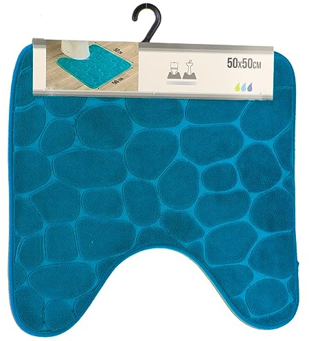 LiKeKa WC-Vorleger mit Ausschnitt, Weicher Badezimmerteppich rutschfest & Maschinenwaschbar, Badteppich mit Memory Foam & Mikrofaser aus Polyester, Badvorleger 50x50 cm für die Toilette, Peacock Blue