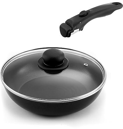 CUISINOX - Sauteuse 24 cm revêtue 24 cm avec couvercle et poignée amovible - Arom - Acier inoxydable , Finition