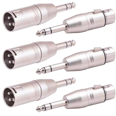 Smithok 6 Pack TRS to XLR Adapter - 3 Pcs 1/4 Inch to XLR Male & Female