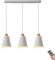 KEFA Modern Not Hardwired Battery Operated Pendant Light with Remote & Blub, USB Rechargeable Kitchen Island Pendant Light/Ceiling Hanging Lighting, White Chandelier for Living Room Dining Table Bed