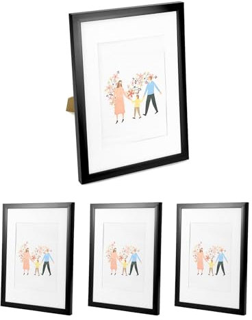 QWORK® Lot de 4 Cadres Photo A4 - Cadre en PVC Incassable et Verre HD - pour Affichage de Table et Affichage Mural