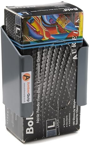 AmberQuip Disposable Glove Box Holder. Ideal Storage Tradesman Van, Workshop, Garage. Wall Mountable. Gery PVC.