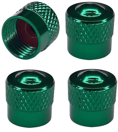 cyclingcolors 4X Ventilkappen Ventildeckel Auto Motorrad Fahrrad Ventilabdeckung Radventilkappen Reifenventilkappen Autoventil-Kappen Aluminium, Grün
