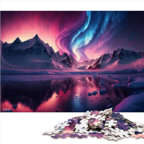 Erwachsene 1000 Teile Puzzle Geschenke Purple_Aurora_Borealis_ Puzzle für Erwachsene Puzzle Holzpuzzle für Erwachsene Kinderpuzzle (50 x 75 cm)