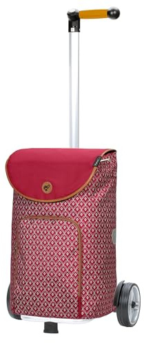 ANDERSEN Einkaufstrolley - Shopper Famke rot | mit ergonischem 3-Wege-Griff, höhenverstellbar, aus Alu, bis 40 kg - Tasche mit Thermofach, Innenfach, Fronttasche, 47 L