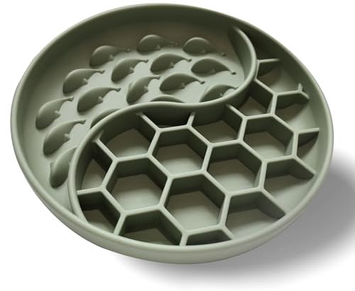Slow Feeder Dog Bowls Anti-Choking Puzzle Pet Food Bowls Non-Slip Dog Feeding Bowls Slow Down Pet Eating Speed Stops Gulping & Choking Great for small dogs & cats (Oive Green)