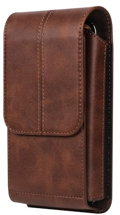 Handy Gürteltasche Herren mit Clip, Vertikal Gürtelclip Holster mit Kartenhalter Leder Braun, 6.1 Leder Handy Hüfttasche Handytasche Bauchtasche Telefon Holster mit Gürtel Schlaufe für Camping Reise
