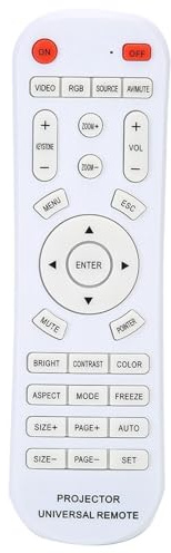 Universal Projector Remote Control Replacement White ABS Material 33ft Range Compatible with Projector Home Theater Systems