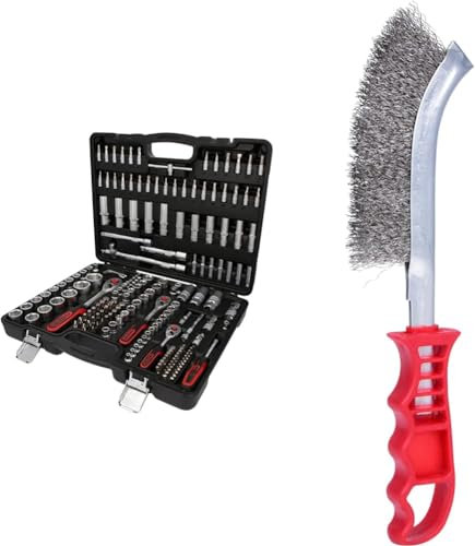 KS TOOLS 917.0779 - Caisse à Outils Complète en Coffret Douille et Accessoires en 1/4, 3/8 et 1/2 & Automobile Et Poids Lourds - Brosse Métallique Pour Frein à Tambour Brins Inox