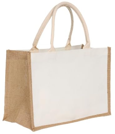 Bolso de yute natural, bolsa de yute natural impermiable, bolsa de la compra de yute portátil, bolso bandolera, gran capacidad retro bolso, tote bag lona, bolso de mujer portátil (36 x 32 x 18 cm).