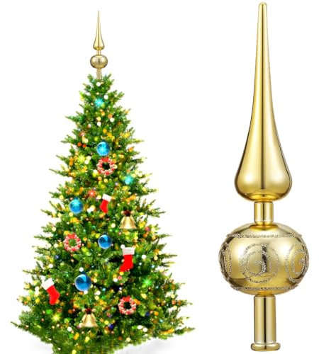 Weihnachtsbaumspitze Glänzend Gold, der Ihr Fest um 200% mehr zum Strahlen bringt – die bruchsichere Alternative zur Christbaumspitze aus Glas, Perfekte Tannenbaumspitze, Vintage Tree Topper