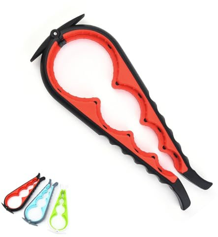 Multifunktions Flaschenöffner Glasöffner Deckelöffner Flaschenöffner für Ältere Menschen Frauen Schwache Hände Dosenöffner Manuell Flaschen öffner für Schraubgläser Praktisch(Schwarz und Rot)