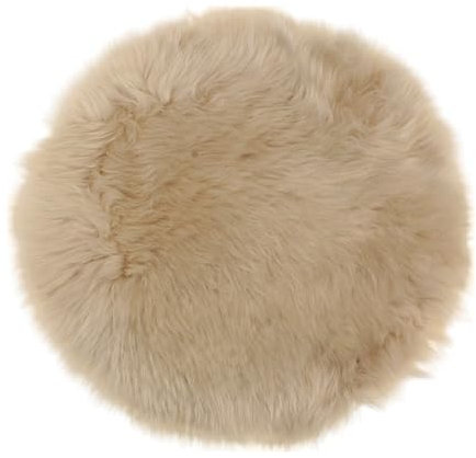 MACOSA Dekofell rund vers. Farben 34 cm echtes Lammfell modern Sitzplaid Sitzkissen Deko-Fell Tischdeko Echtfell Sitzauflage Stuhlkissen Fellteppich klein (Creme)