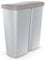 Monzana® Mülleimer Küche 50L 2 Fächer mit Deckel Druckknopf Abfalleimer Büro Papierkorb Biomüll Gelber Sack Mülltrennsystem Recycling Grau Taupe