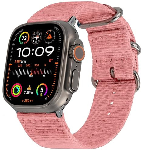 AEMALL Cinturino in nylon, robusto e compatibile con Apple Watch, unisex, morbido, traspirante, in nylon resistente all'acqua, adatto a Ultra 2 e Ultra 49 mm, 45 mm, 44 mm, 42 mm Seri, 41/40/38mm,