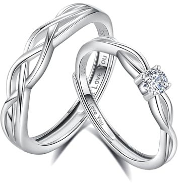 ANAZOZ Ring Infinity Silber 925, Hochzeitringe Paar mit I Love You Wickelring Verstellbar Partnerringe für Sie und Ihn