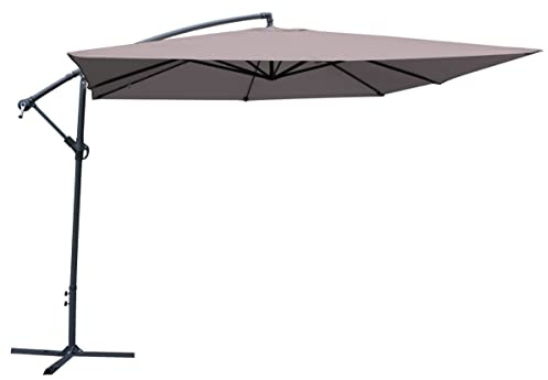 MA MAISON Ombrellone da Giardino Quadrato 3x3 Metri con Palo Decentrato- in Alluminio, Regolabile, da Esterno, Impermeabile, con Manovella, Tubo Ø 48 mm- Resistente ai Raggi UV (Grigio - 3x3 Mt)