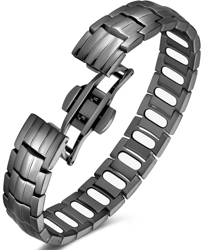 Jeracol Magnetische Armbänder für Herren, Titanstahl, 3 x super effektive Magnete, Werkzeug zum Entfernen von Gliedern und Schmuck-Geschenkbox
