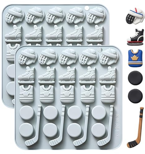 Silikon-Backform Eishockey, 2er-Set, 18,3x18,1 cm | 5 Motive pro Form, Schokolade & Fondant, Geburtstagsdeko, Lebensmittelecht, Wiederverwendbar