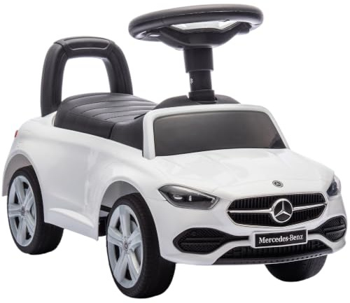 AIYAPLAY Mercedes-Benz C-Class Rutschauto für Kinder 18-36 Monate Weiß | Rutschfahrzeug mit Hupe, Motorgeräuschen, Kinderfahrzeug mit Stauraum unter dem Sitz