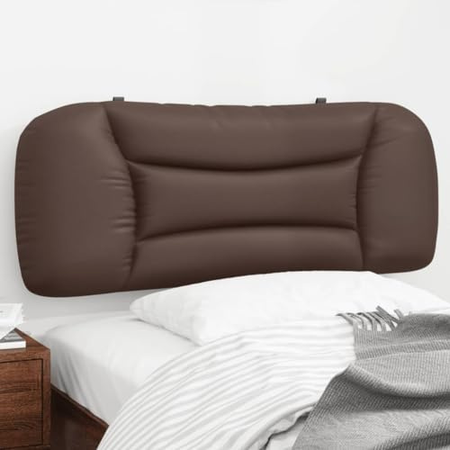 Owoxanthellate Kopfteil-Kissen Hvar in Braun Lederoptik 110x15x48 cm Kunstleder mit Wellen-Design für 100 cm Bettrahmen, Wandmontage geeignet für Schlafzimmer und Gästezimmer