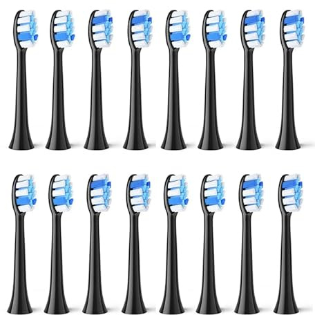 16PCS Zahnbürstenköpfe, kompatibel mit Fairywill, P11 T9 P80 | Kunststoff-Ersatzköpfe für elektrische Zahnbürste(16BLACK)