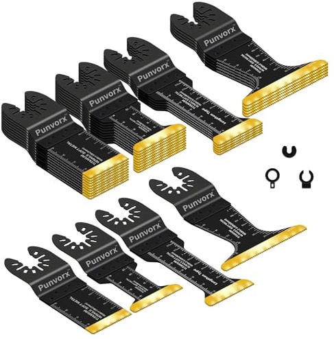 Punvorx 30 Pcs Titanium Multi Tool Blades, 70MM Extra Long & Wide | Universal Fit,for Soft Metal, Nails, Wood Cutting, Compatible with Dewalt,Milwaukee,Ryobi, Rockwell,Porter Cable, Worx