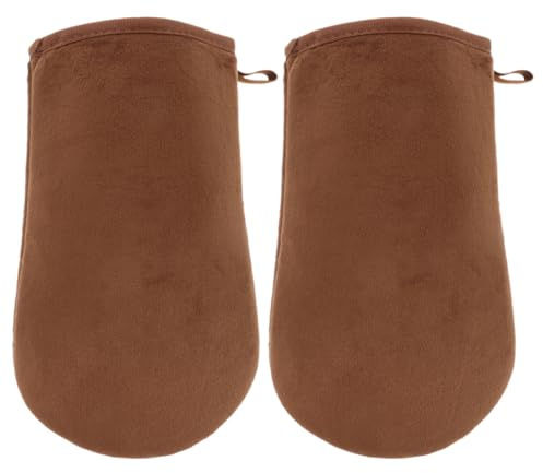 DECHOUS Mitaines de Bronzage sans Soleil en Tissu Pelucheux Khaki, Applicateur D'huile Film Imperméable, Design Élégant pour Diverses Occasions, 1 Paire