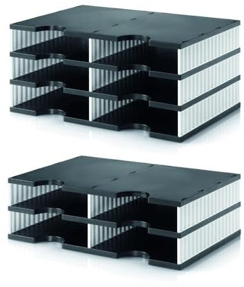 Styrodoc 268-0202.09 Duo Organizer mit 4 Fächern, Schwarz/Weiß