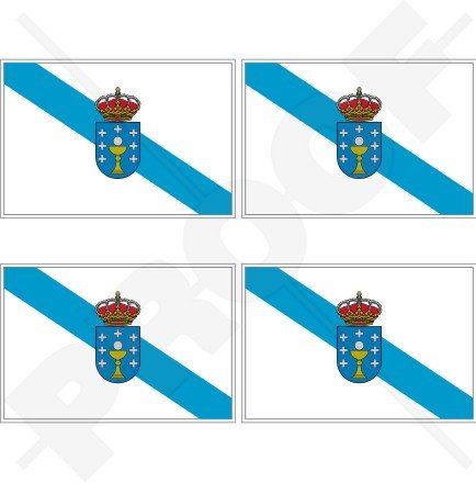 GALICIA Gallega Bandera ESPAÑA Español 2 (50mm) Pegatinas de Vinilo Adhesivos, Stickers, Calcomanías x4