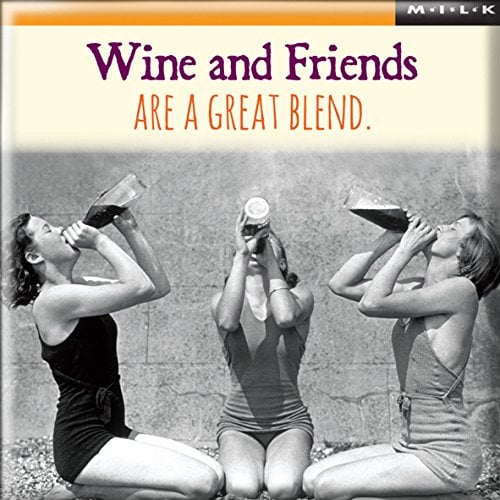 Wine And Friends Are A Great Blend Square Fridge Magnet - Gift Idea