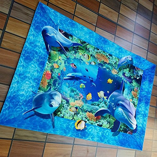 Stillshine rutschfeste Fußmatten mit 3D-Effekt, dolphin 1, 80*120cm(31.4*47.2inch)
