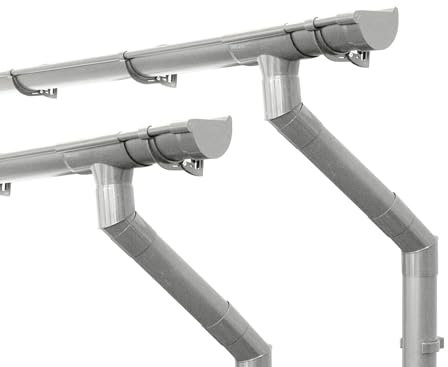 INEFA Dachrinnen Set Gartenhaus, NW100 / 100mm halbrund 2 x 7m Grau zwei Dachseiten, Regenrinnen PVC für Satteldach, Made in Germany
