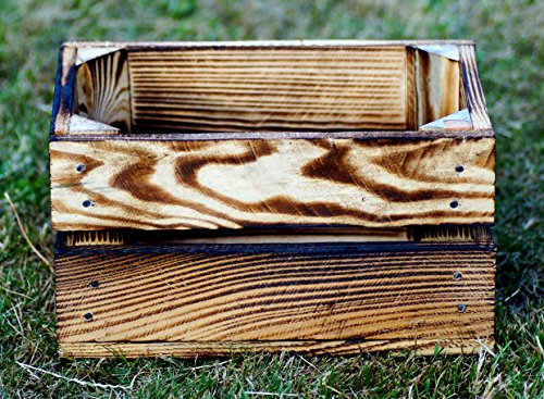 Holzkiste geflammt 30 x 20 x 16 cm Natur Blumentopf Blumenkasten Regal Aufbewahrung Obst Holz Kiste