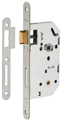 THIRARD - Serrure encastrable Unimax CE NF QC à condamnation pour salle de bain et toilette, axe 50mm, bouts ronds, têtière inox
