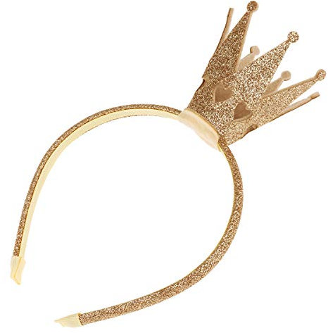 TiaoBug Prinzessin Krone Haarreif mit Glitzer Geburtstag Party Foto Requisiten Kopfschmuck Kostüm Zubehör in Gold Pink Gold One Size