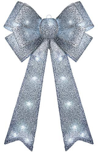 WeRChristmas Large Christmas Bow Decoration with 25 Chasing Warm LED Lights, Multi-Colour, 1cm