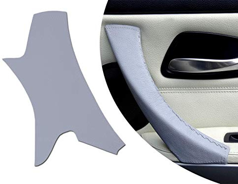 Panel de la puerta interior del lado derecho Tirador de la cubierta compatible con BMW E90 E91 Serie 3 Tiradores de puerta interiores grises - Cubierta de cuero gris para tiradores de puerta