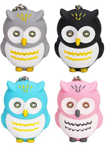 4 Pièces porte-clés de voiture petits mini porte-clés lampe de poche porte-clés de courrier breloque lustre led pendentif hibou porte-clés chouette mignonne Tapisserie