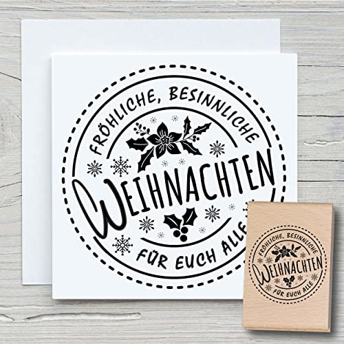 NEWSTAMPS Stempel besinnliche Weihnachten Label Motivstempel aus Holz & Gummi zum Karten und Geschenke basteln, Holzstempel für Weihnachten, Advent, Scrapbook, Textilstempel, Deko, Freunde